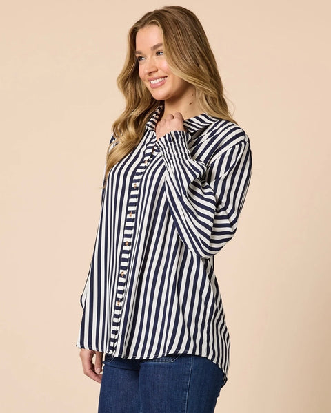 Threadz Amour Stripe Navy Shirt 48944