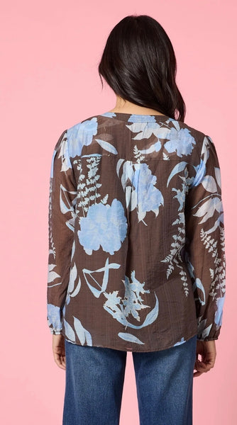 Gordon Smith Vermont Print Coffee/Blue Top 48842