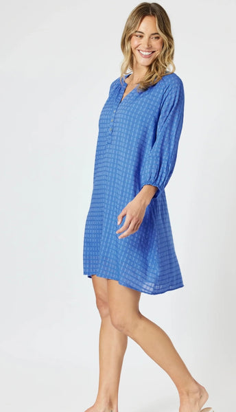 Gordon Smith Mykonos Check Dress Sardinia Blue 48278