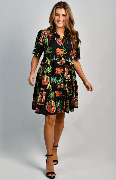 Go Girl Victoria Soleil Citrus Black Dress VGLD170