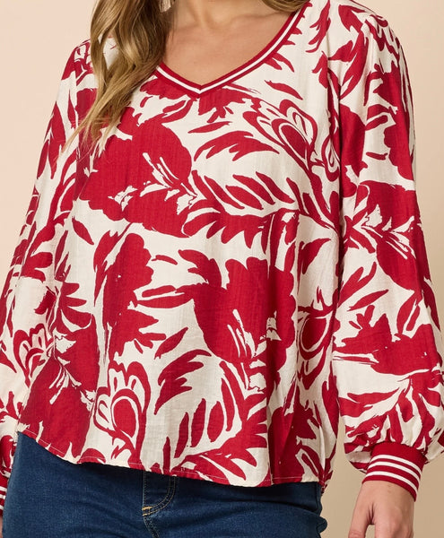 Threadz Moulin Rouge Top Red/Ivory 49166