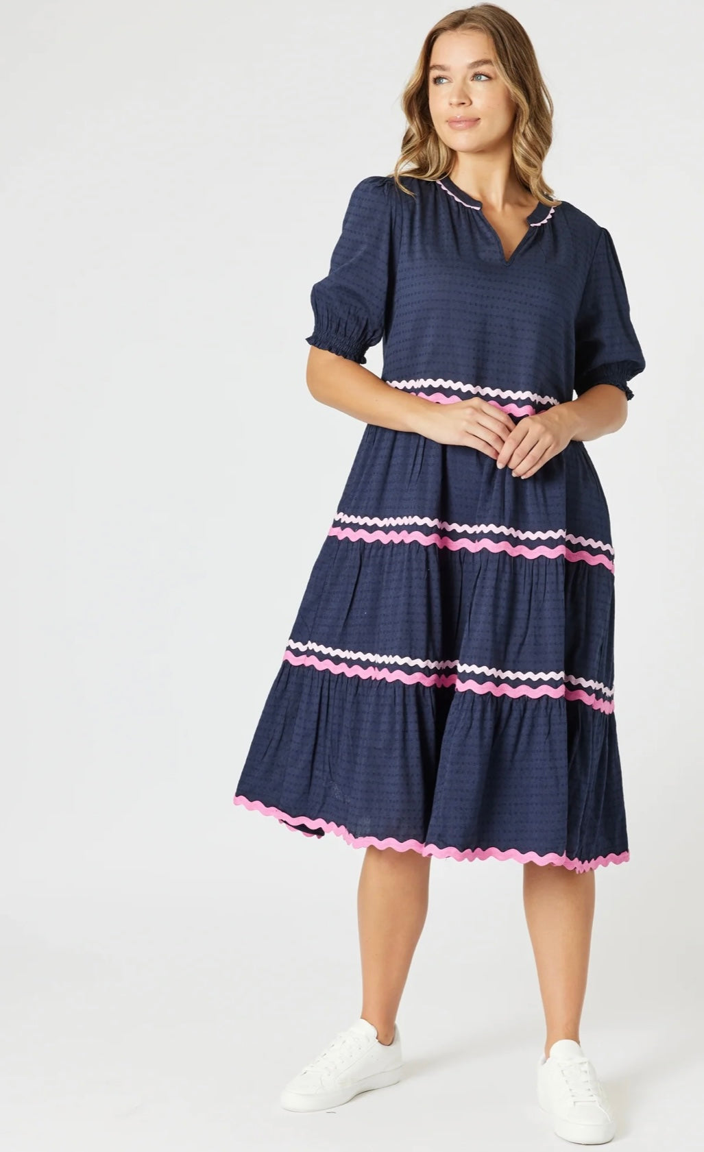 Threadz Ric Rac Dress Navy 48435