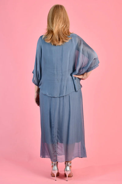 La Sofia Marta Silk Maxi Skirt Blue VLSK002