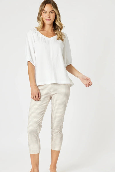 Gordon Smith Lino V Neck Top White 48258