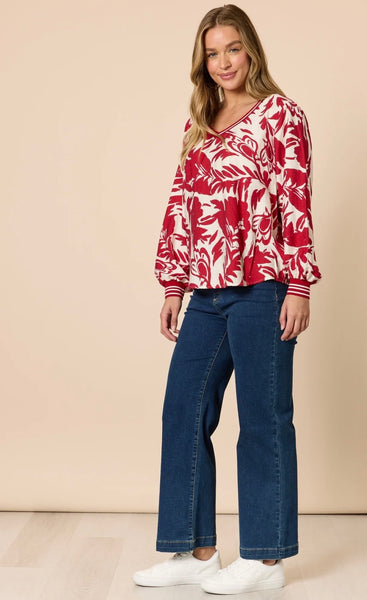 Threadz Moulin Rouge Top Red/Ivory 49166