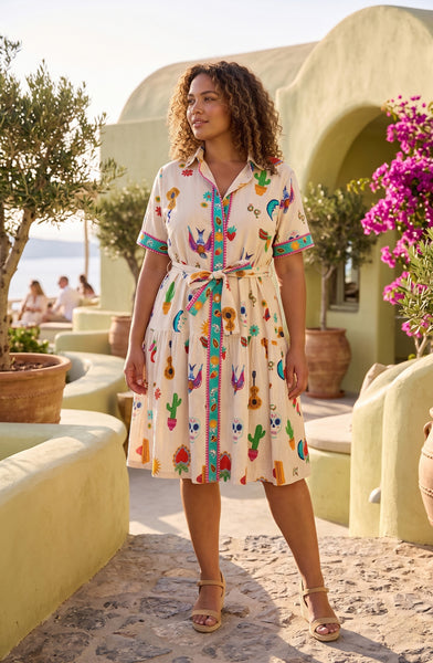 Orientique Citadelle Collar Tie Waist Dress 1146