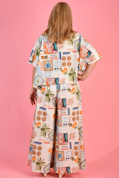 La Sofia Amalfi Linen Pant Aperol Spritz VLSP004