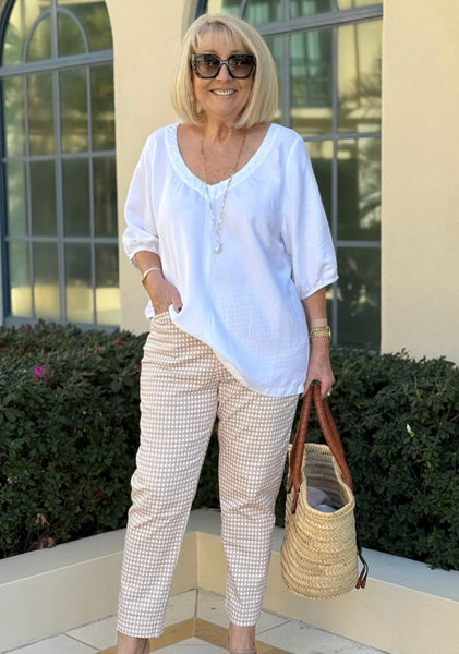 Gordon Smith Lino V Neck Top White 48258