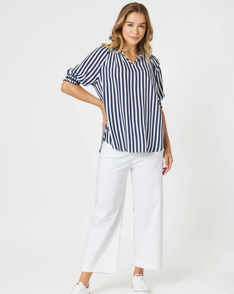 Threadz Harlequin Stripe Top Navy/White 48275