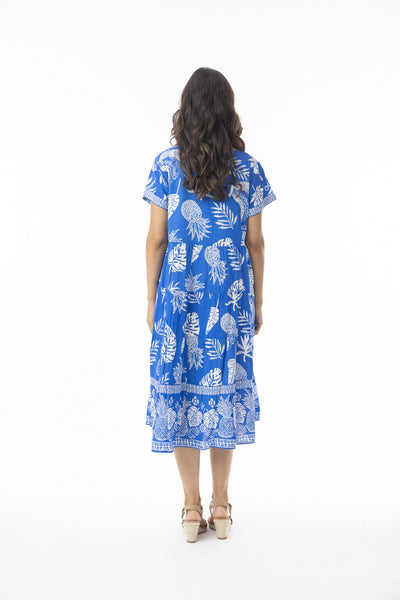 Orientique Comodoro Blue Layered Short Sleeve Blue Dress 10060