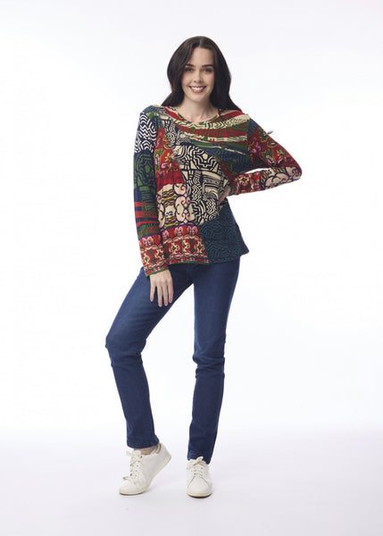 Orientique Zapotec Patch Top 32481
