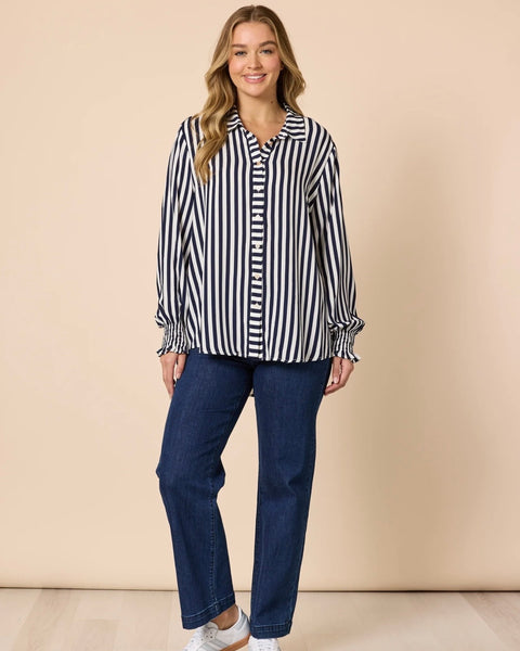 Threadz Amour Stripe Navy Shirt 48944