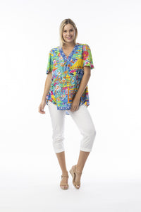 Orientique Okayama V Neck Flair Sleeve Top 42188