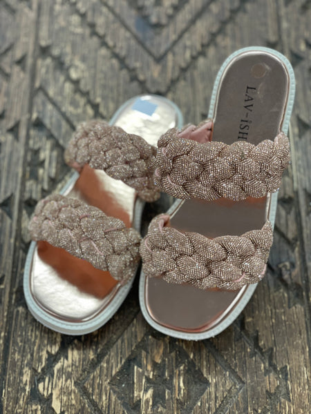 Lavish Twisted Rope Rose Gold Sandal