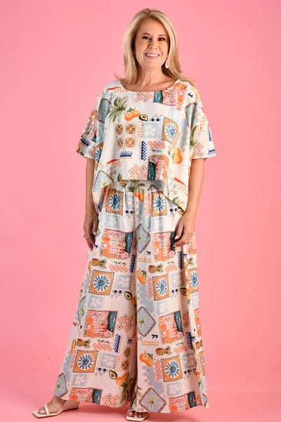 La Sofia Amalfi Linen Pant Aperol Spritz VLSP004