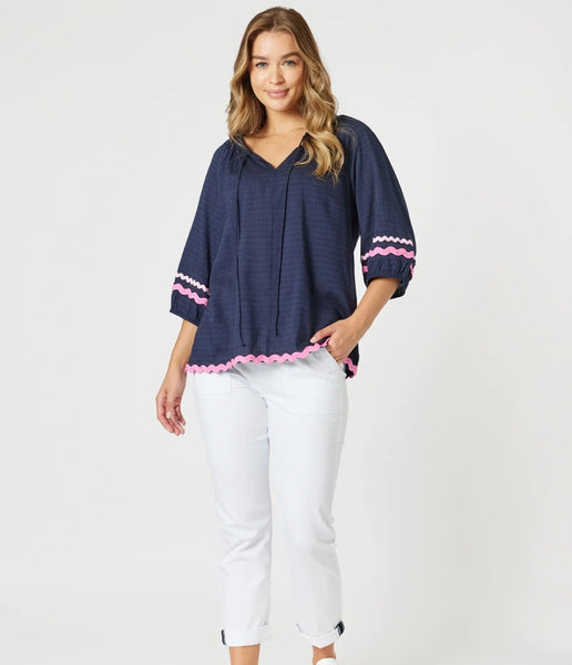 Threadz Ric Rac Top Navy 48241