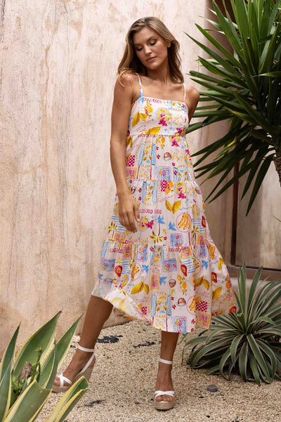 Go Girl Ellie MIDI Dress Coco Vacay Blush VGLD700