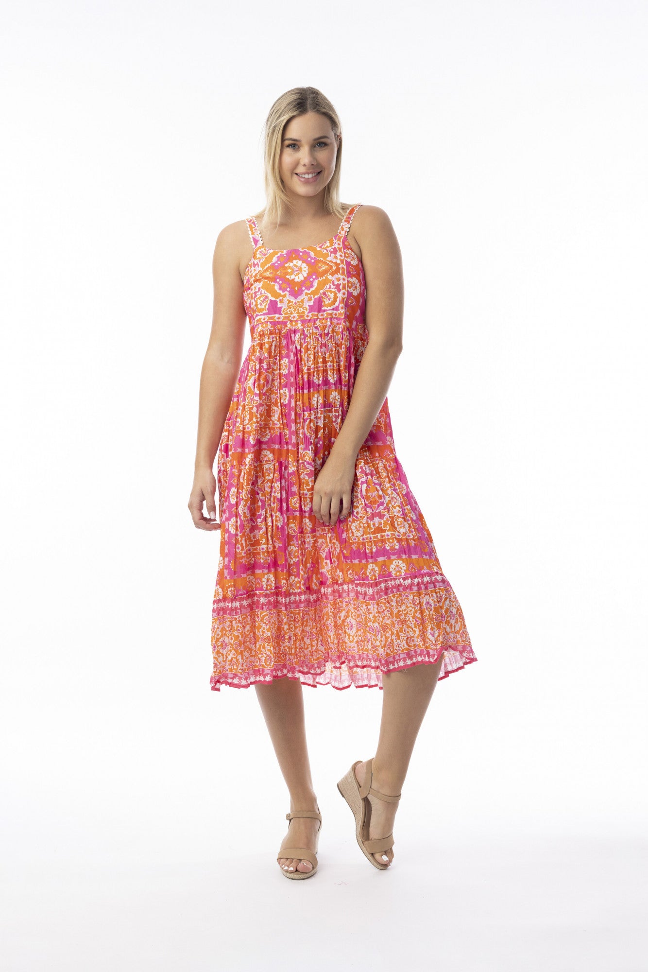 Orientique Montevideo Pink Strappy Dress 10076