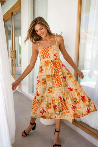 Go Girl Ellie MIDI Dress Laguna Beach Sand VGLD700