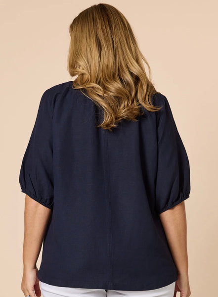 Gordon Smith Lino V Neck Top Navy 48258