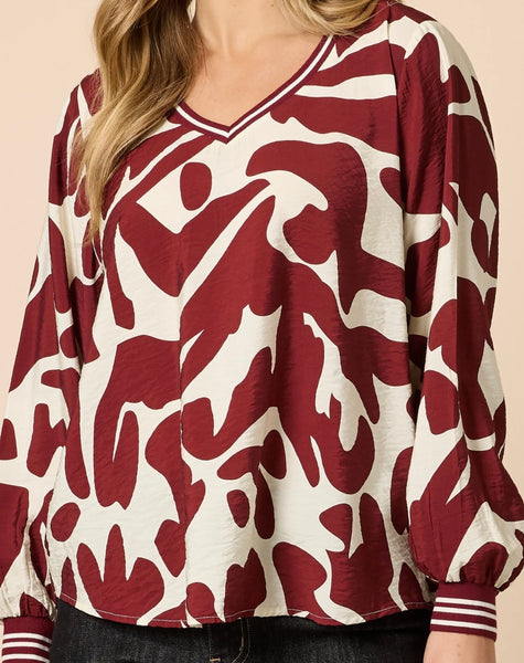 Threadz Aspen Shiraz Print Top 49167