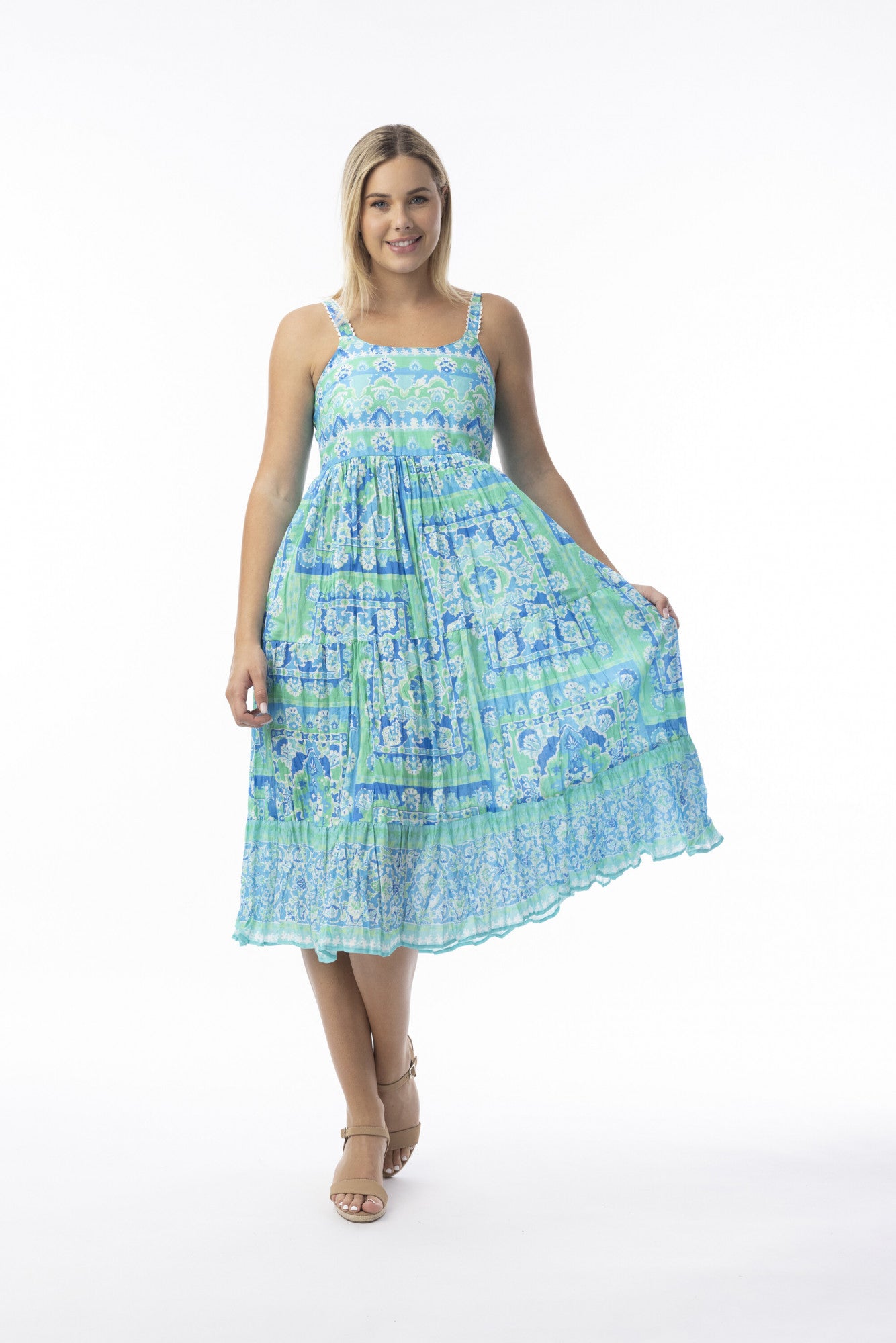 Orientique Montevideo Aqua Strappy Dress 10071