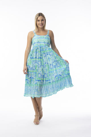 Orientique Montevideo Aqua Strappy Dress 10071