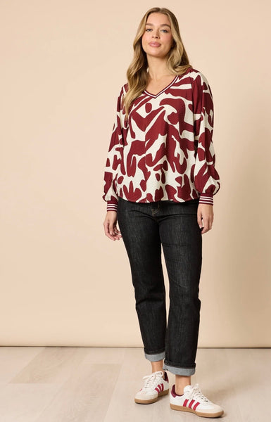 Threadz Aspen Shiraz Print Top 49167