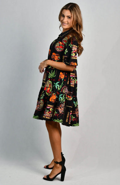 Go Girl Victoria Soleil Citrus Black Dress VGLD170
