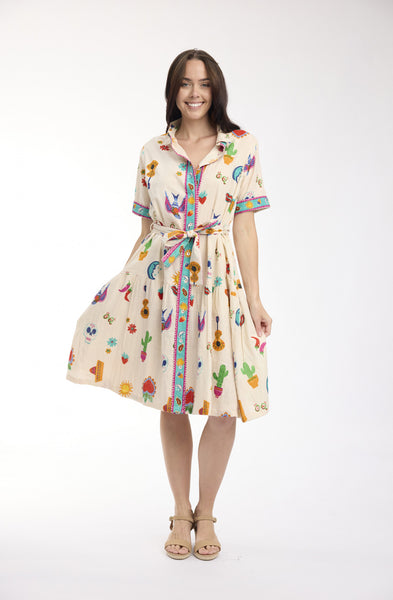 Orientique Citadelle Collar Tie Waist Dress 1146