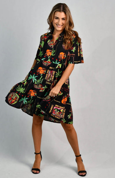 Go Girl Victoria Soleil Citrus Black Dress VGLD170