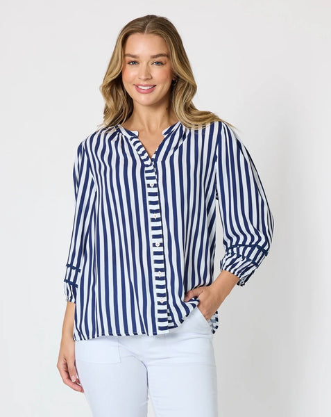 Threadz Montecito Stripe Top Navy 49542