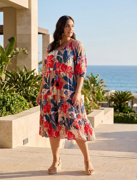 Orientique Cavailon Layered Puff Sleeve Dress 40271