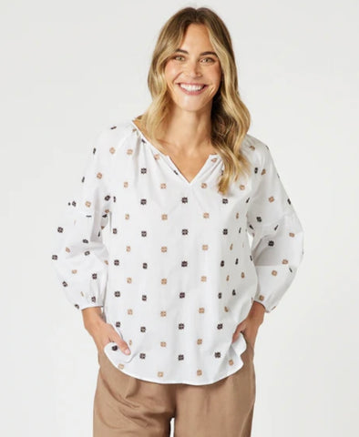 Gordon Smith Rattan Embroidered White Blouse 48221