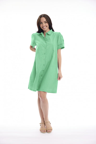 Orientique Poplin Collar Green Dress 40315