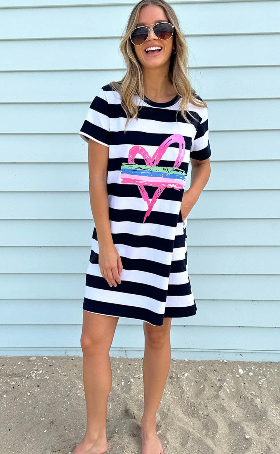 Threadz Pink Heart Stripe Dress 45939