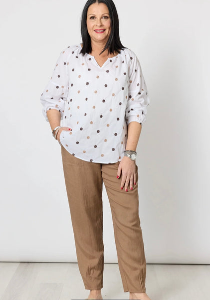 Gordon Smith Rattan Embroidered White Blouse 48221