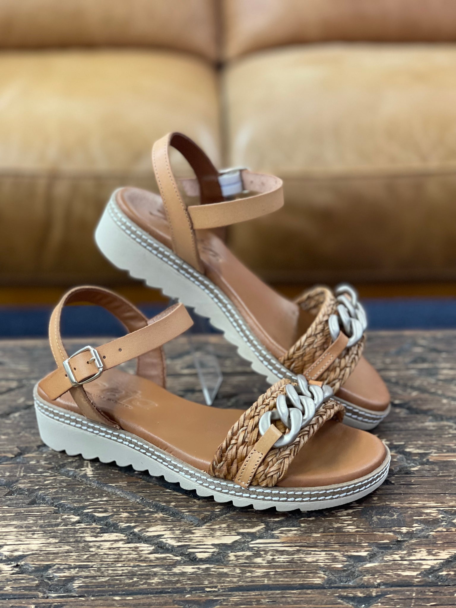 Zeta Lilt Camel Chain Sandal
