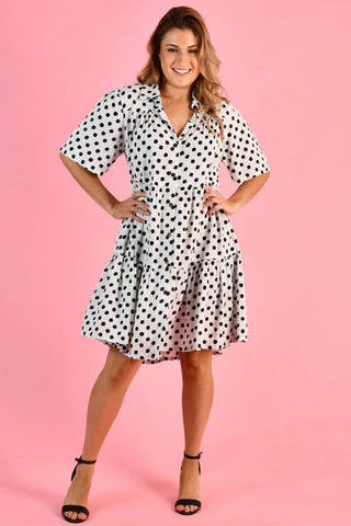 Go Girl Victoria Dress Polka Dot Black VGLD170