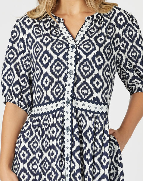 Threadz Diamonds are Forever Dress Navy/White 48392