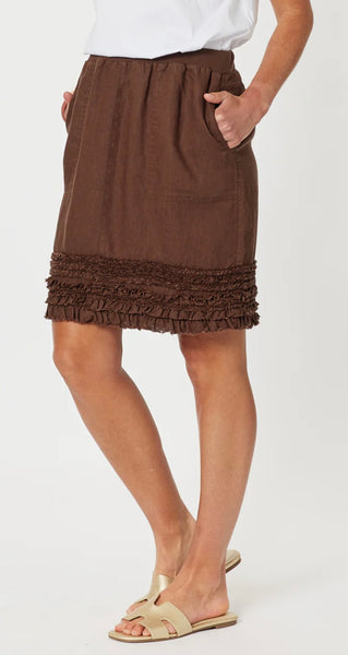 Gordon Smith Ruffle Hem Koko Linen Skirt 37383