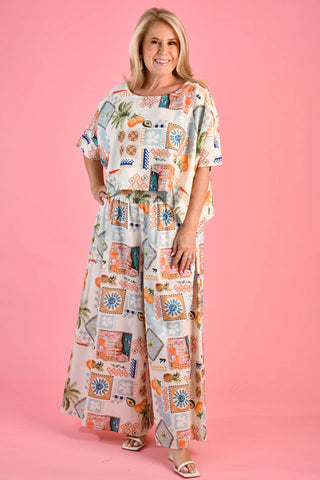 La Sofia Amalfi Linen Pant Aperol Spritz VLSP004