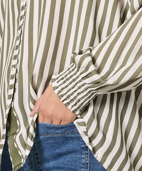 Threadz Amour Stripe Khaki Shirt 48944