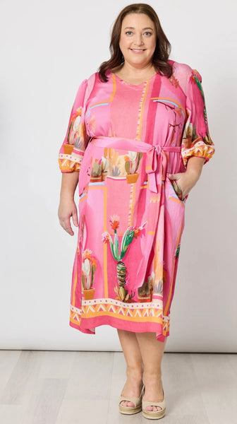 Clarity Tulum Pink Print Dress 48327