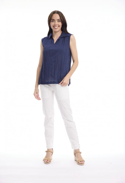 Orientique Cotton Sub Sleeve Navy Top 52723