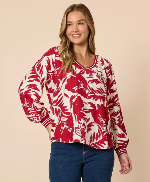 Threadz Moulin Rouge Top Red/Ivory 49166