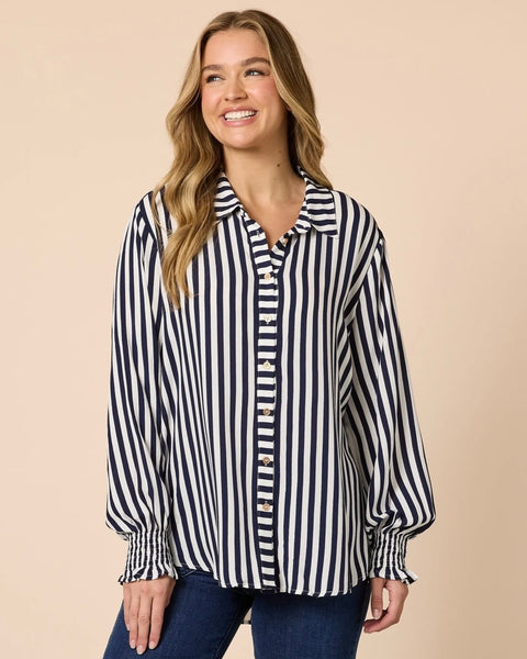 Threadz Amour Stripe Navy Shirt 48944