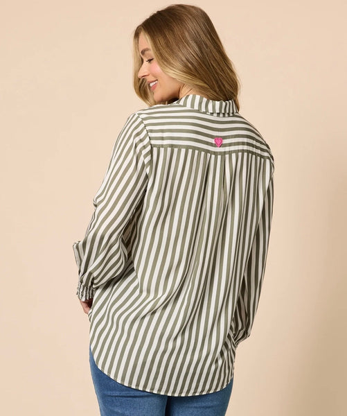 Threadz Amour Stripe Khaki Shirt 48944