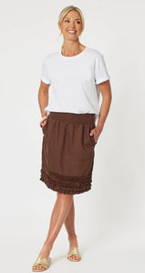 Gordon Smith Ruffle Hem Koko Linen Skirt 37383