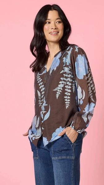 Gordon Smith Vermont Print Coffee/Blue Top 48842